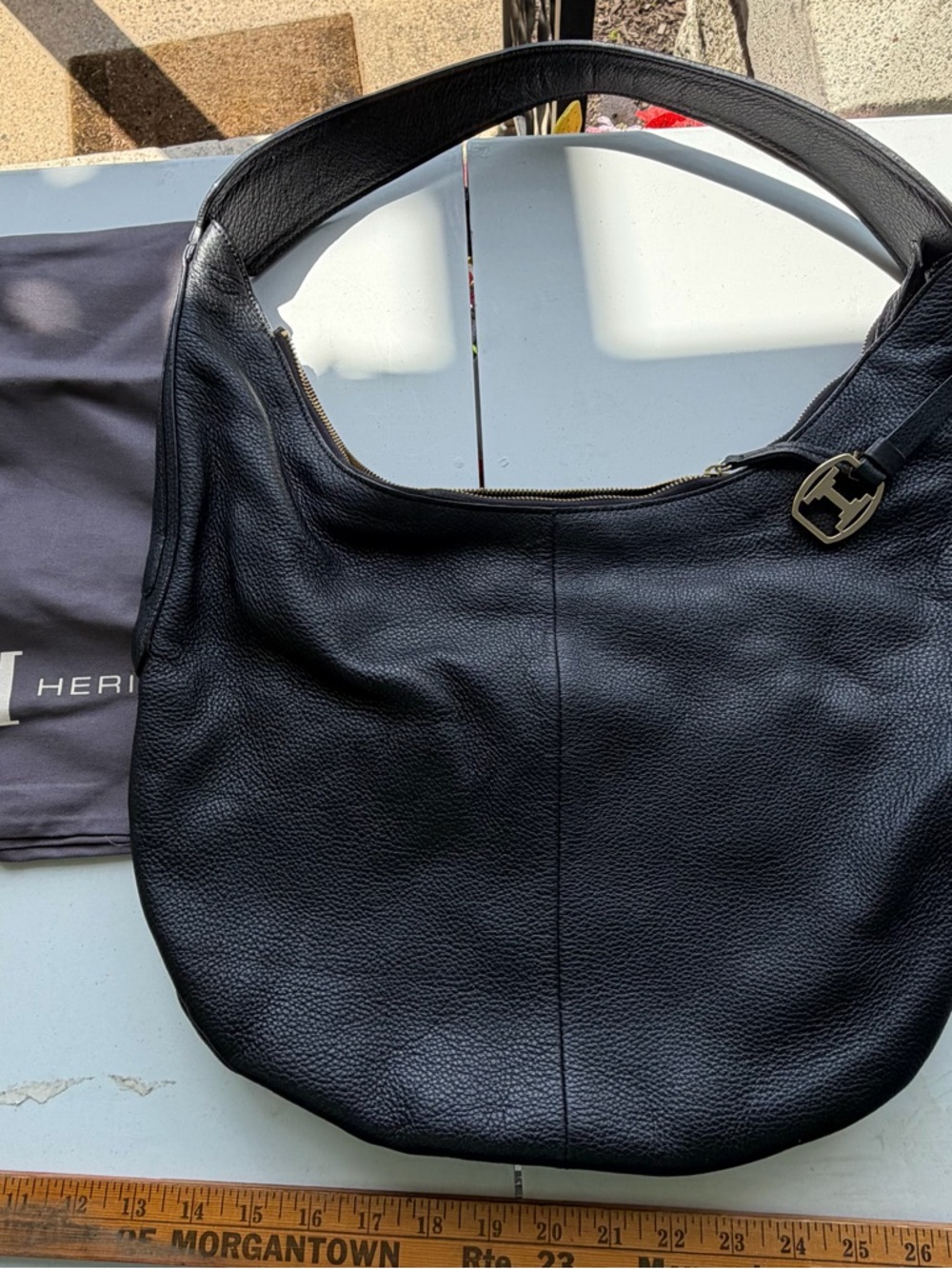 Halston Heritage Leather Slouchy Hobo Bag Black + Dust Bag-possible Conceal NWT